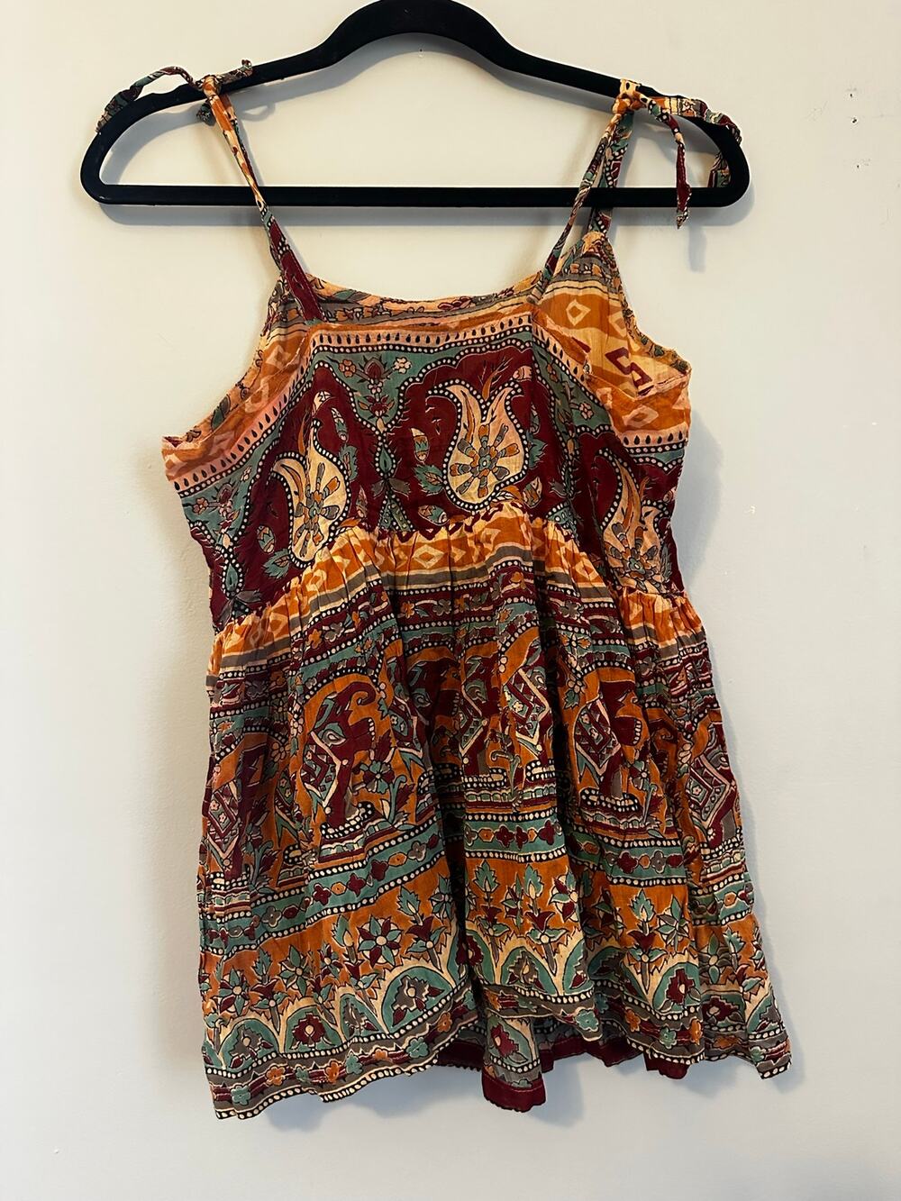 Classic Imports Boho Paisley top 100% Cotton festival top Size S